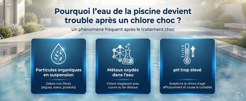 Pourquoi l’eau de ma piscine est trouble après un choc chlore ?